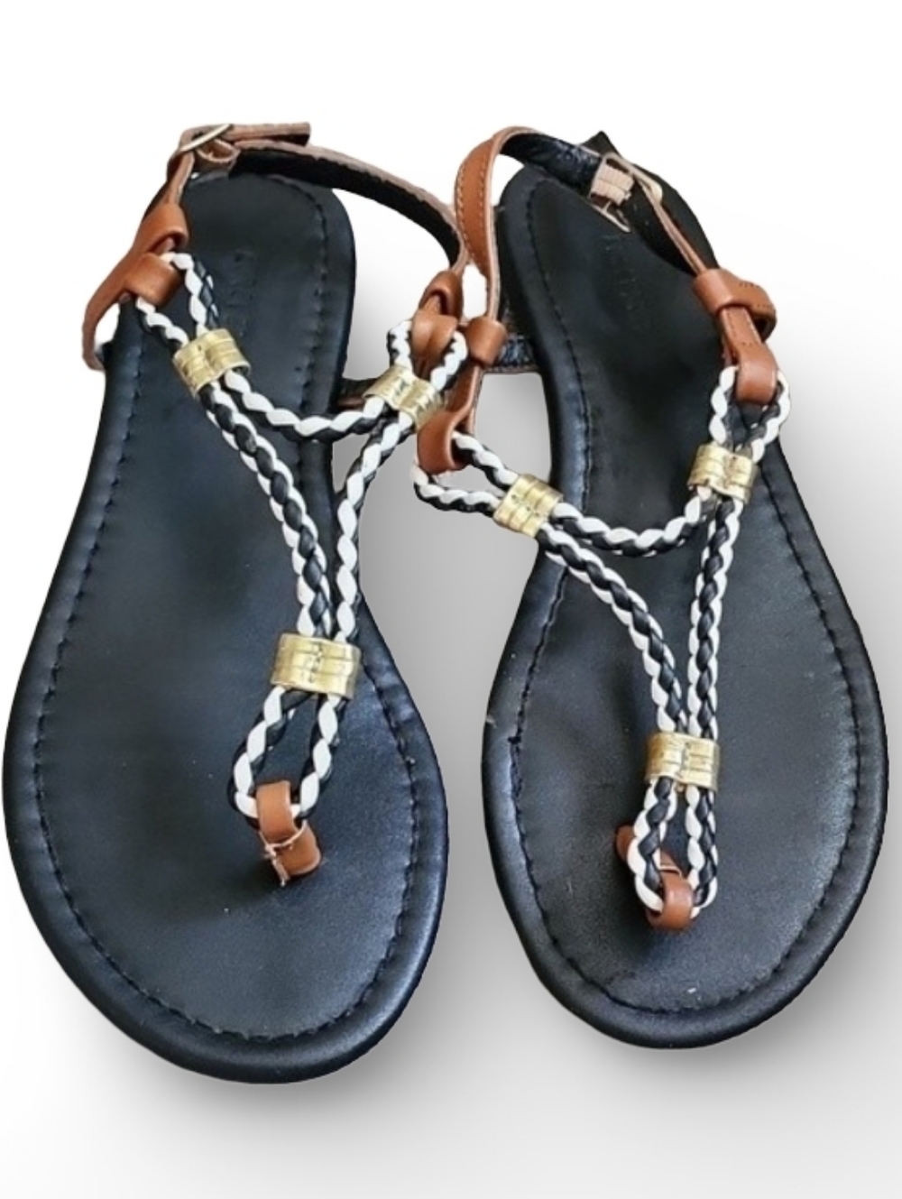 Forever 21 Tan and Black Braided‎ Sandals Size 6